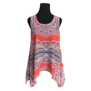 Fifteen Twenty 100% Silk Multi-Colored Tunic Top - Sleeveless